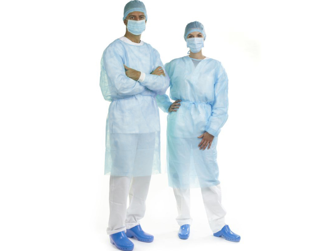 EURONDA Chirurgický ochranný oděv sv.modrý, univerzální velikost, 50ks/bal, (270426)